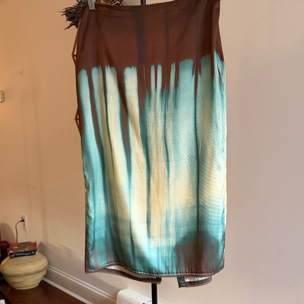 Zara Brown and Teal Midi Skirt